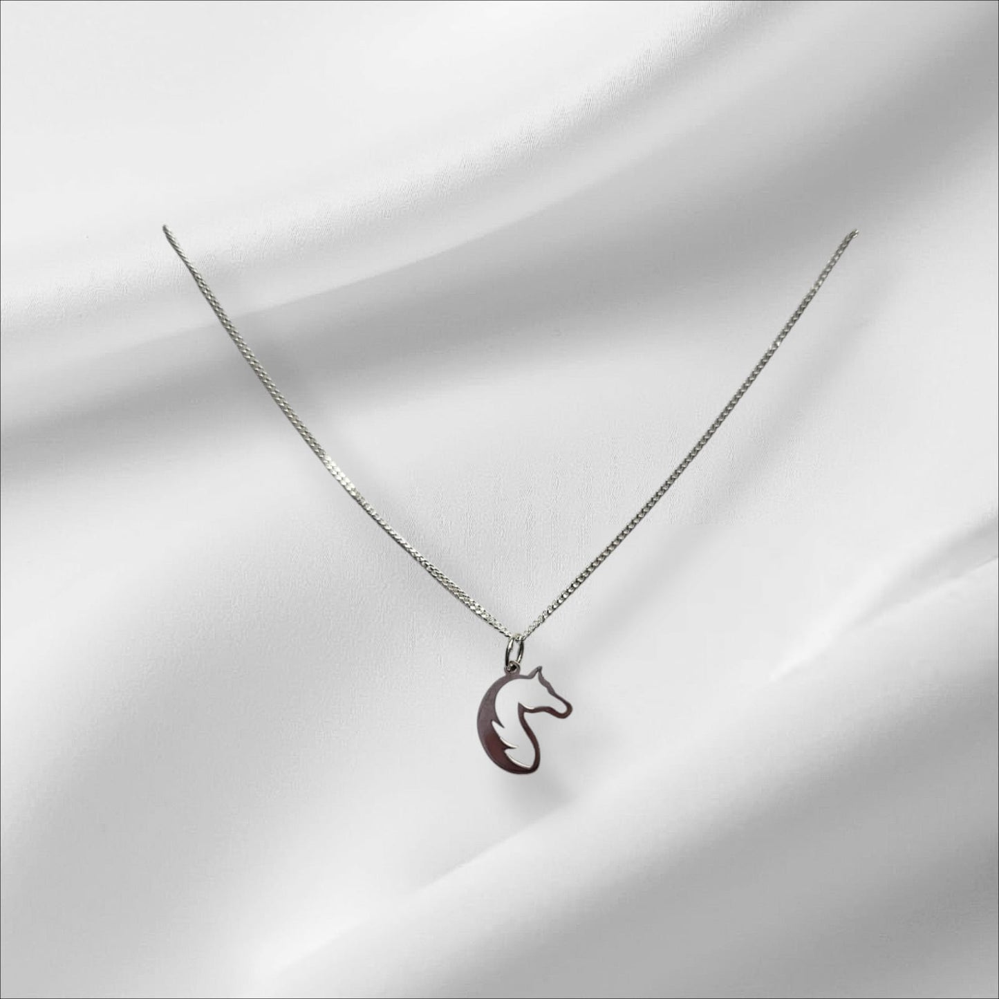 Argentium Silver Horse Torso Cutout Pendant with Sterling Silver Chain