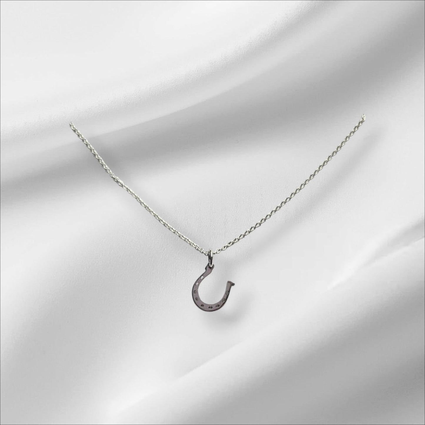 Argentium Silver Horseshoe Pendant on Sterling Silver Chain
