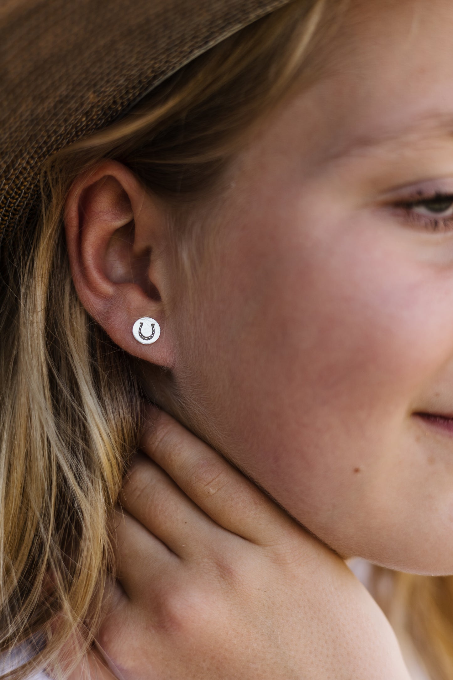 Round Disk Horseshoe Earrings