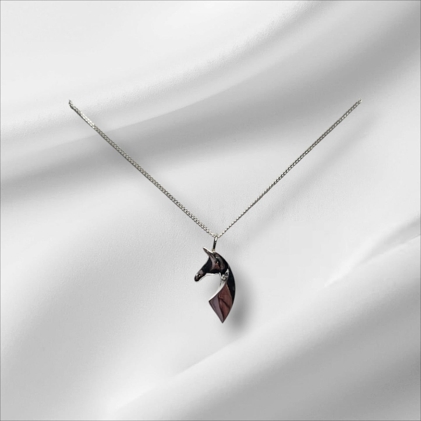 Argentium Silver Cast Ribbon Horse Torso Pendant with Sterling Silver Chain