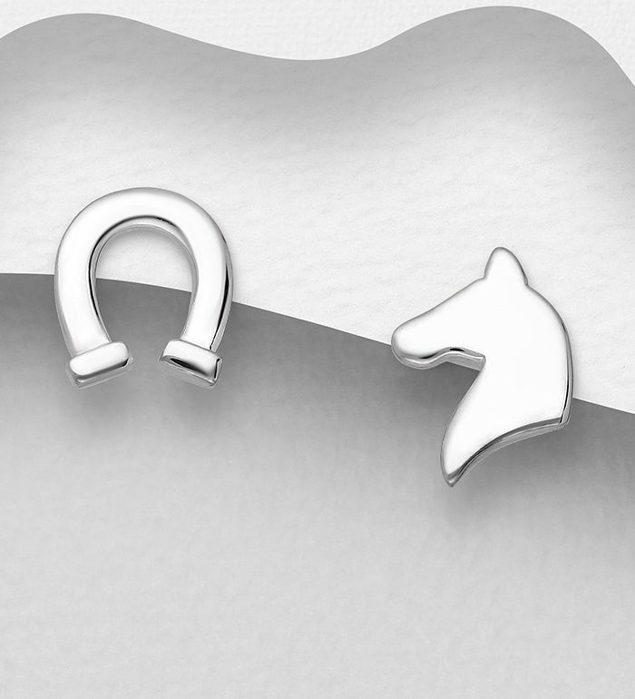 Horse & Horseshoe Push-Back Earrings