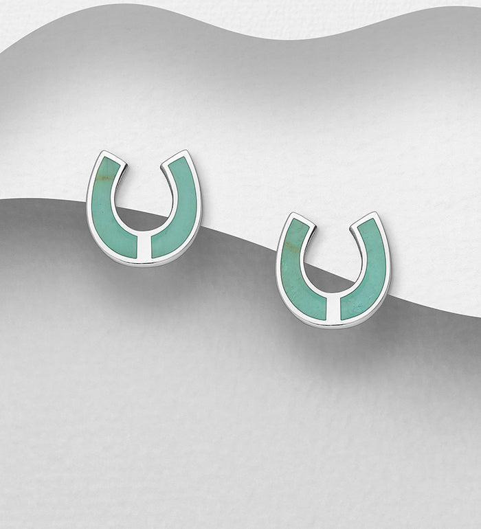 Resin Decorated Horseshoe Push-Back Earrings