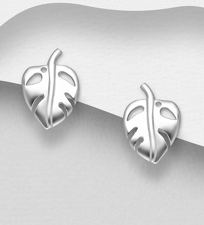 Monstera Push-Back Earrings