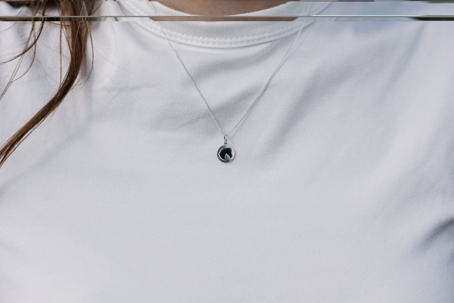 Argentium Silver Horse Head Pendant with Sterling Silver Chain