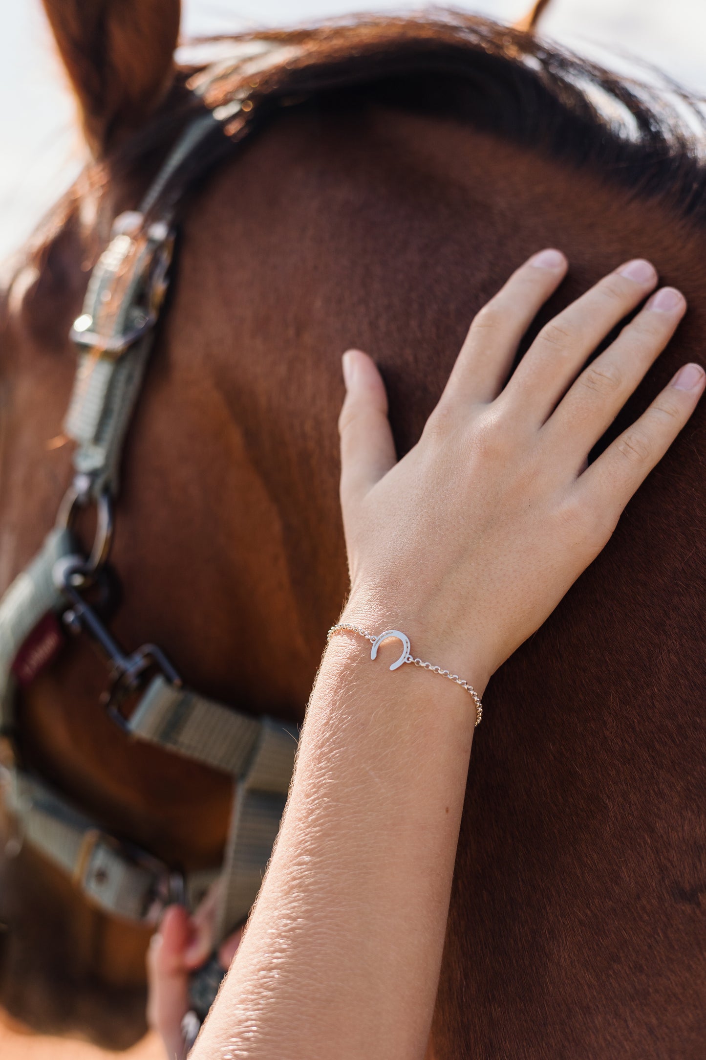 Inset Horseshoe Pendant Bracelet