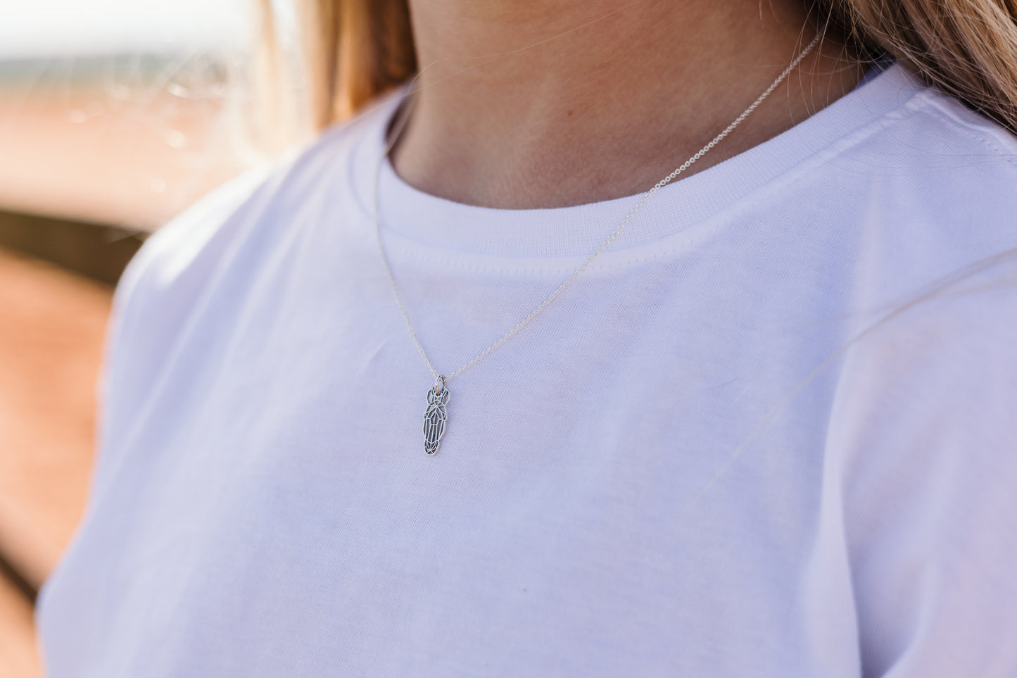Argentium Silver Geometric Horsehead Cutout on Sterling Silver Chain