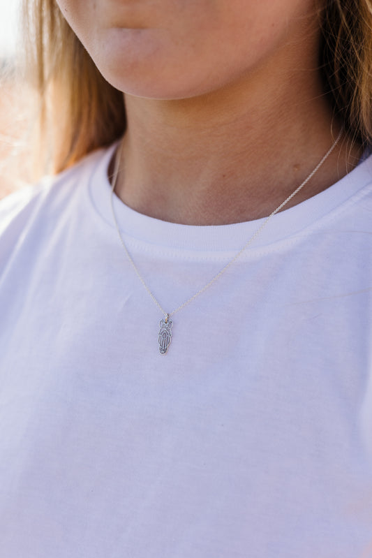Argentium Silver Geometric Horsehead Cutout on Sterling Silver Chain