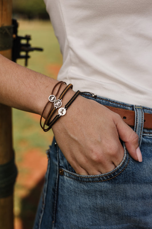 Detailed Horsehead Bead Pendant on Wax Cord