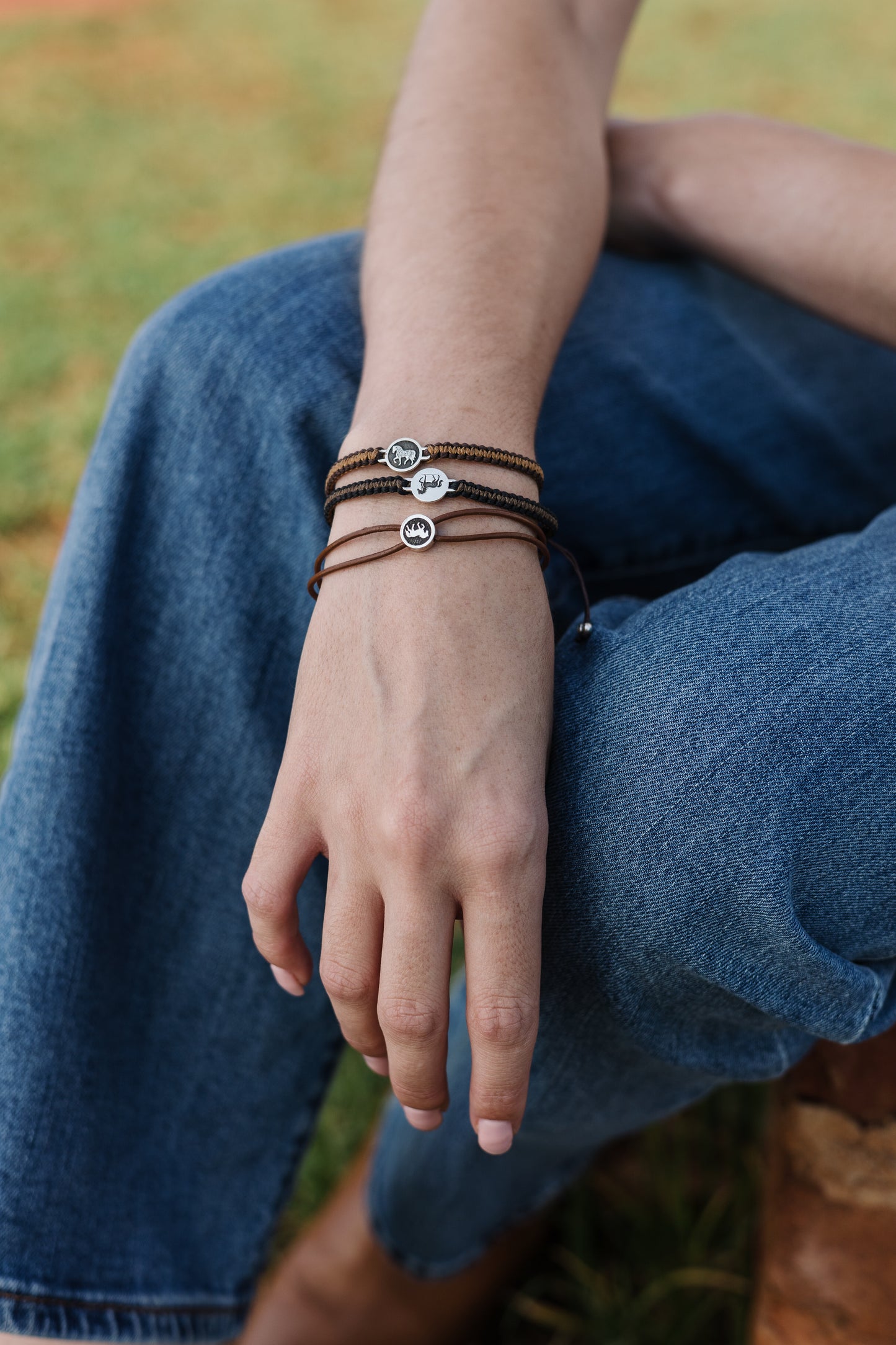 Walking Horse Bead Pendant on Double Leather