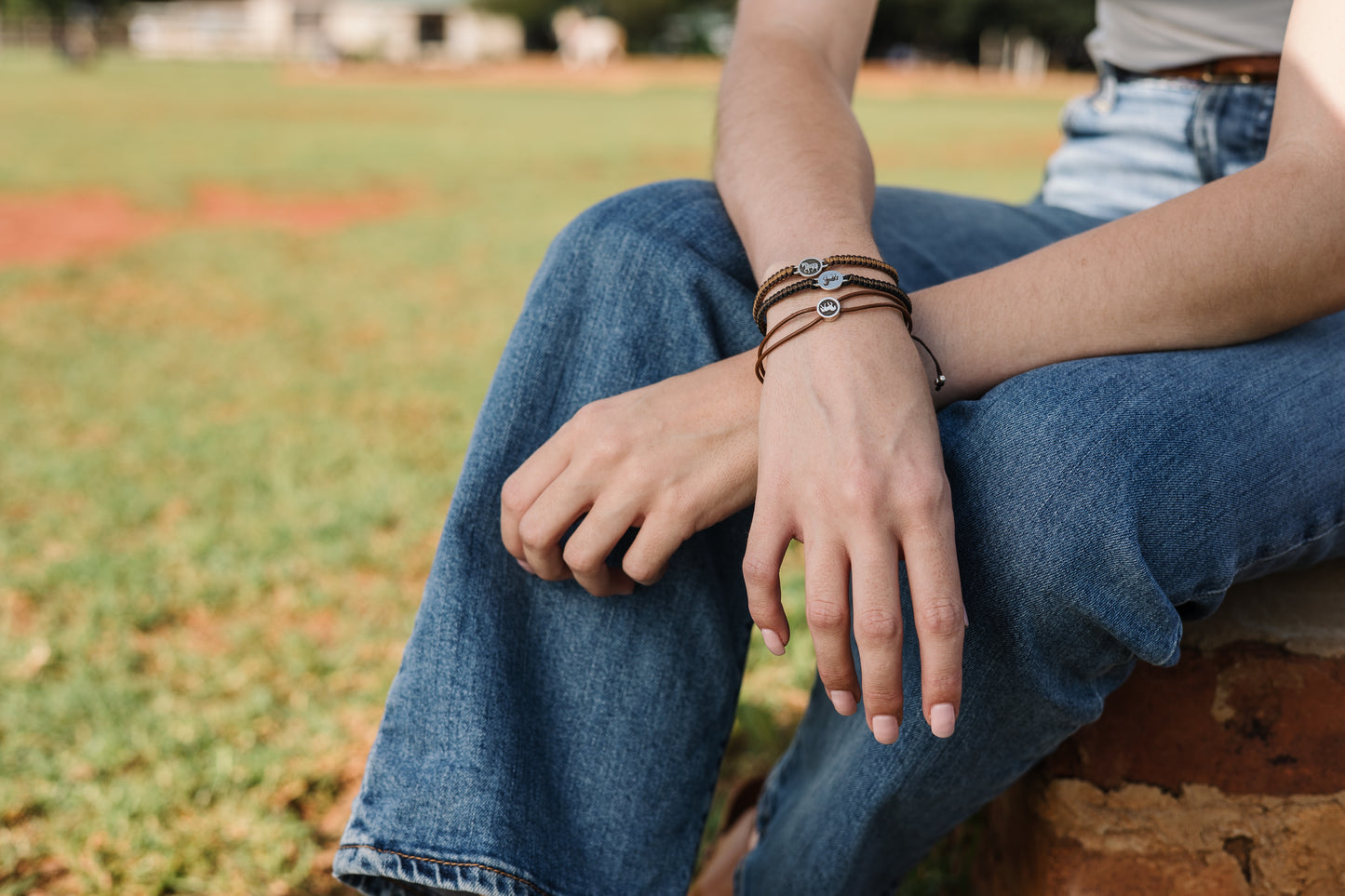 Walking Horse Bead Pendant on Double Leather