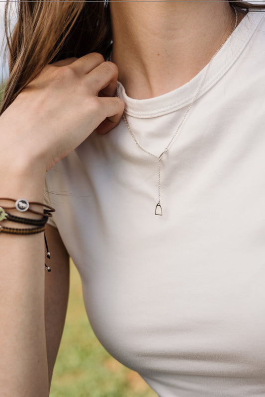 Thread-Through Stirrups Pendants on Sterling Silver Chain