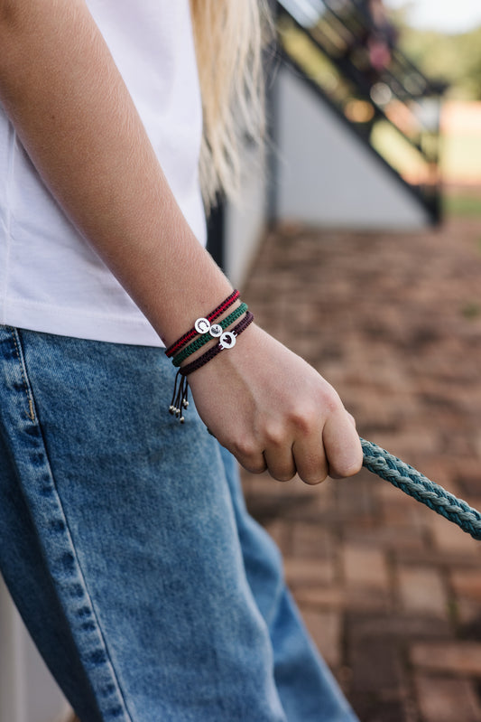 Bead Horse Shoe Pendant on Wax Cord