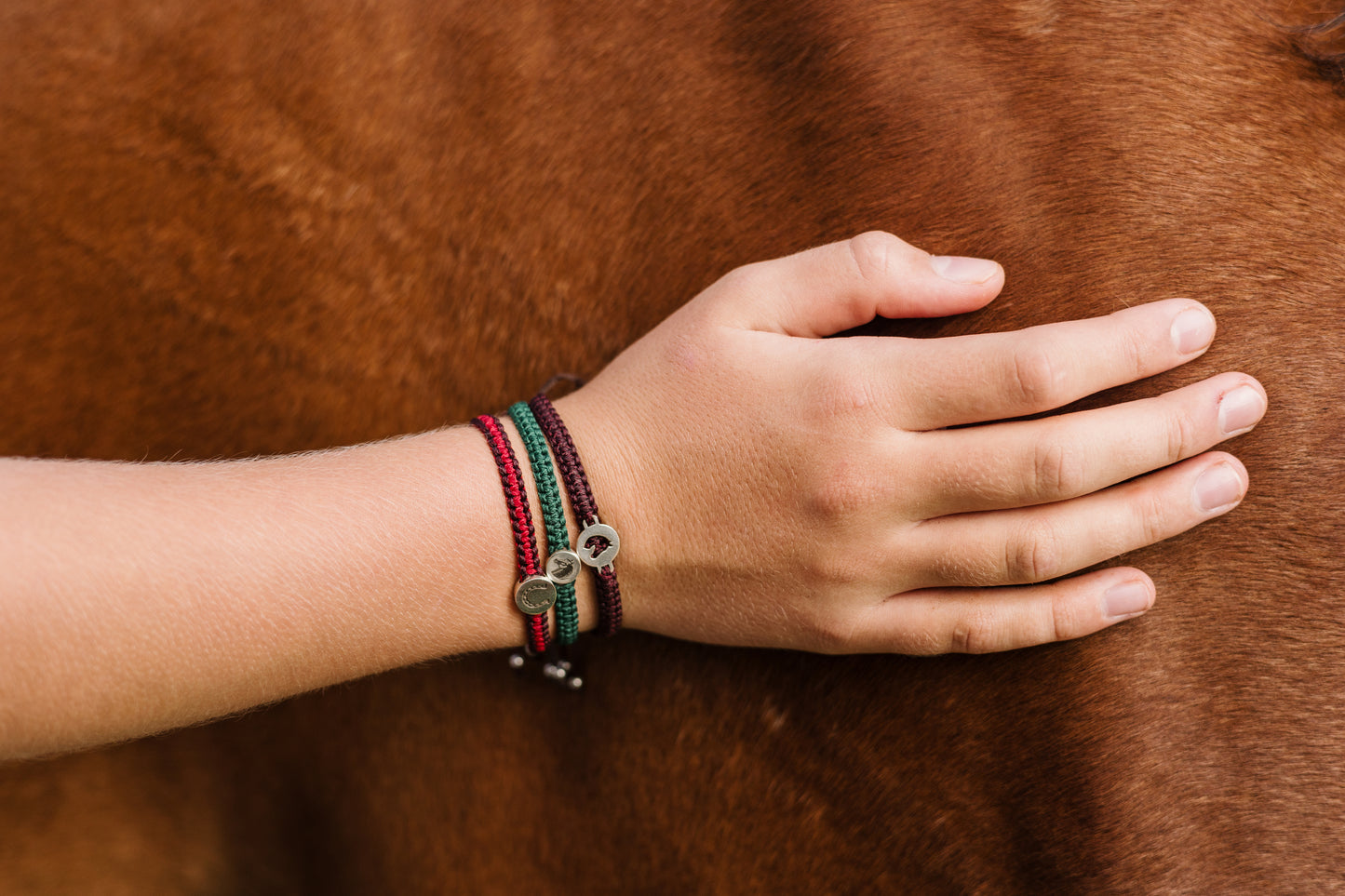 Round Disk Horse Head Cutout Pendant on Wax Cord