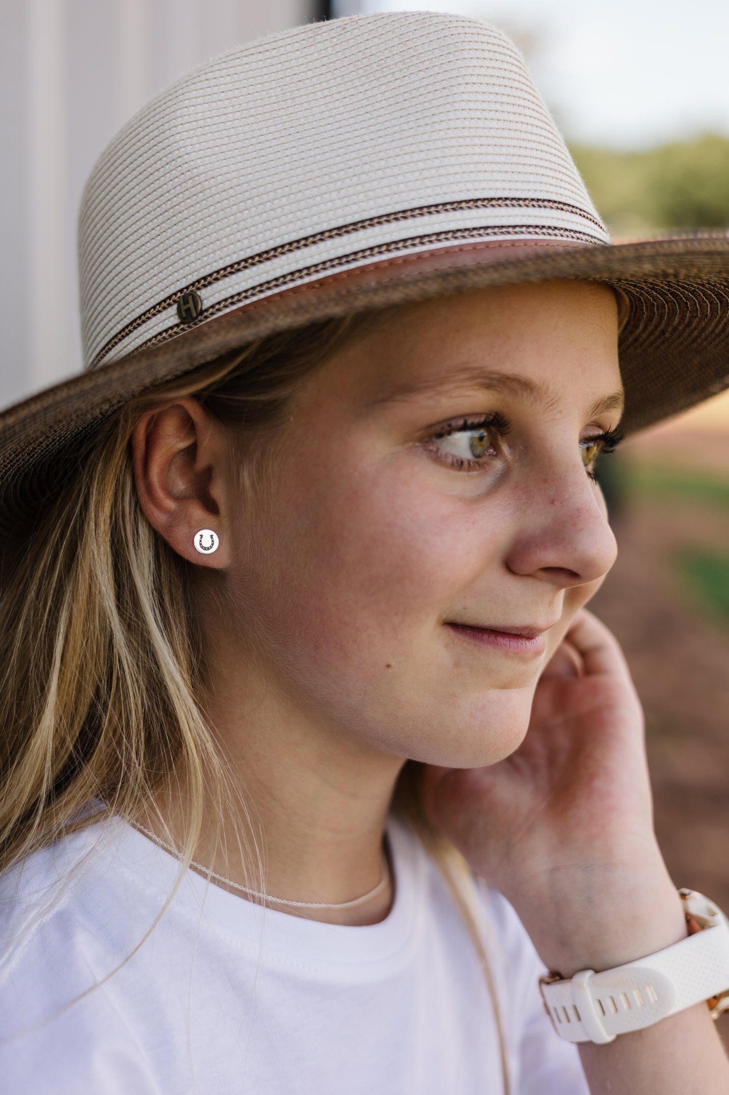 Round Disk Horseshoe Earrings