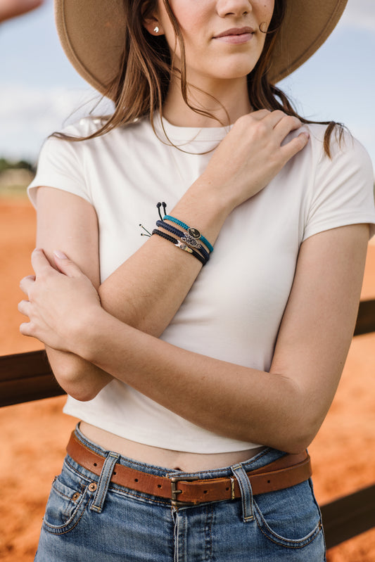 Round Disk Standing Horse Pendant on Wax Cord