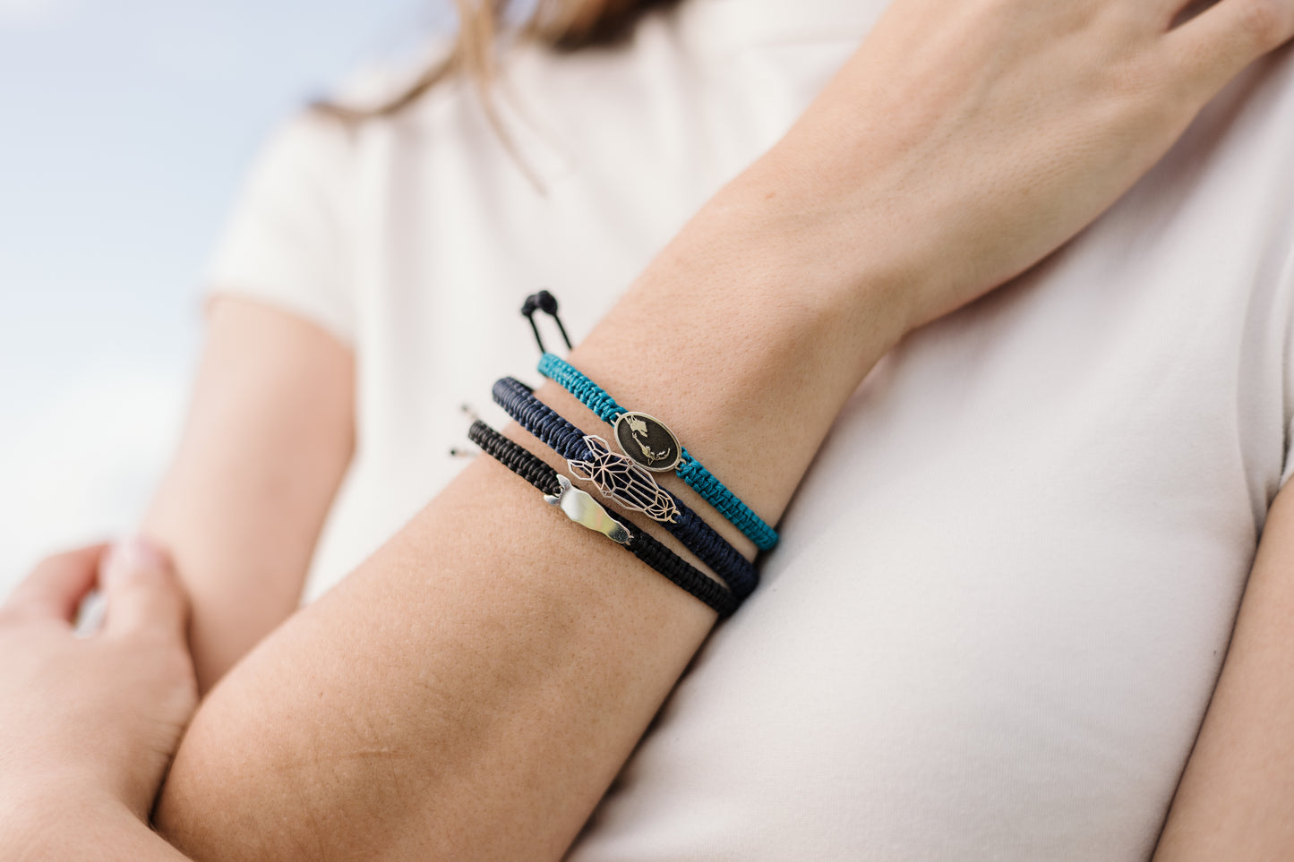 Customizable Horsehead Pendant on Wax Cord Slider Bracelet