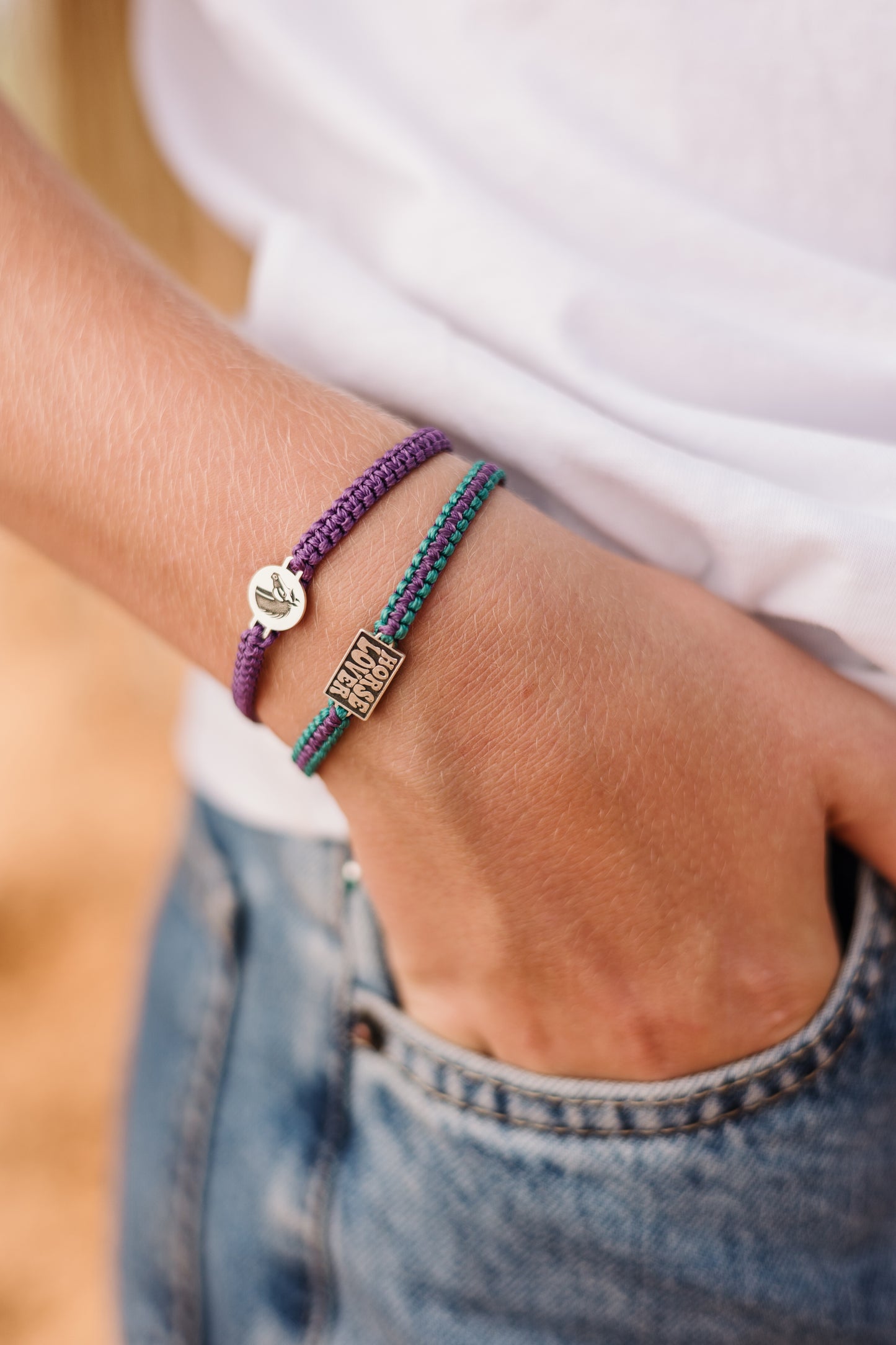 Round Disk Detailed Horsehead Pendant on Wax Cord