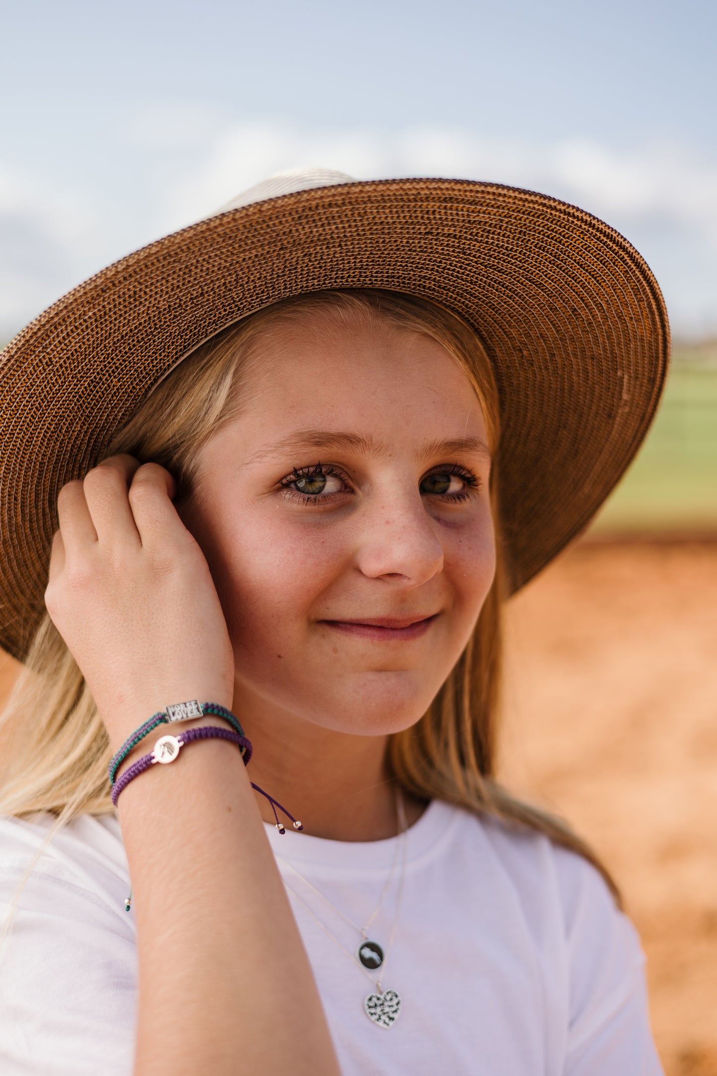 Argentium Silver Round Pendant with Jumping Horse Embosse and Sterling Silver Chain