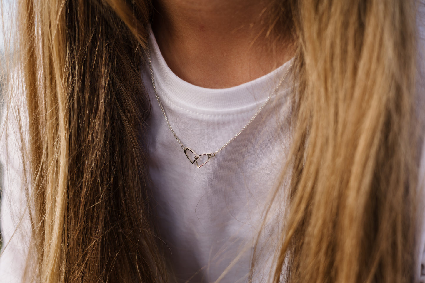 Argentium Silver Interlinked Stirrups Pendant with Sterling Silver Chain