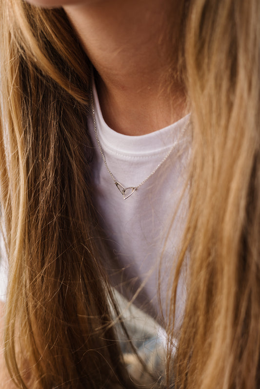 Argentium Silver Interlinked Stirrups Pendant with Sterling Silver Chain