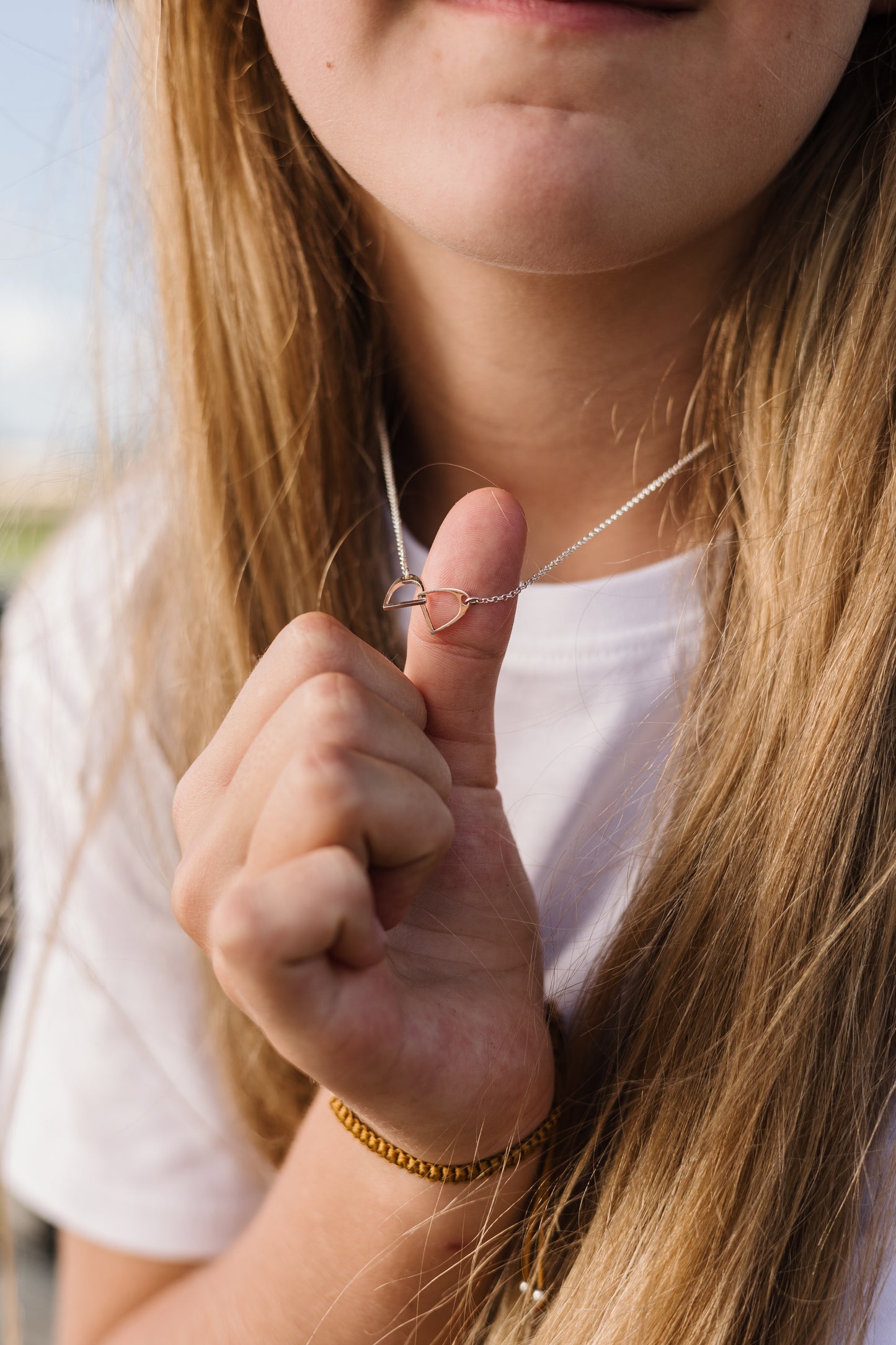 Argentium Silver Interlinked Stirrups Pendant with Sterling Silver Chain