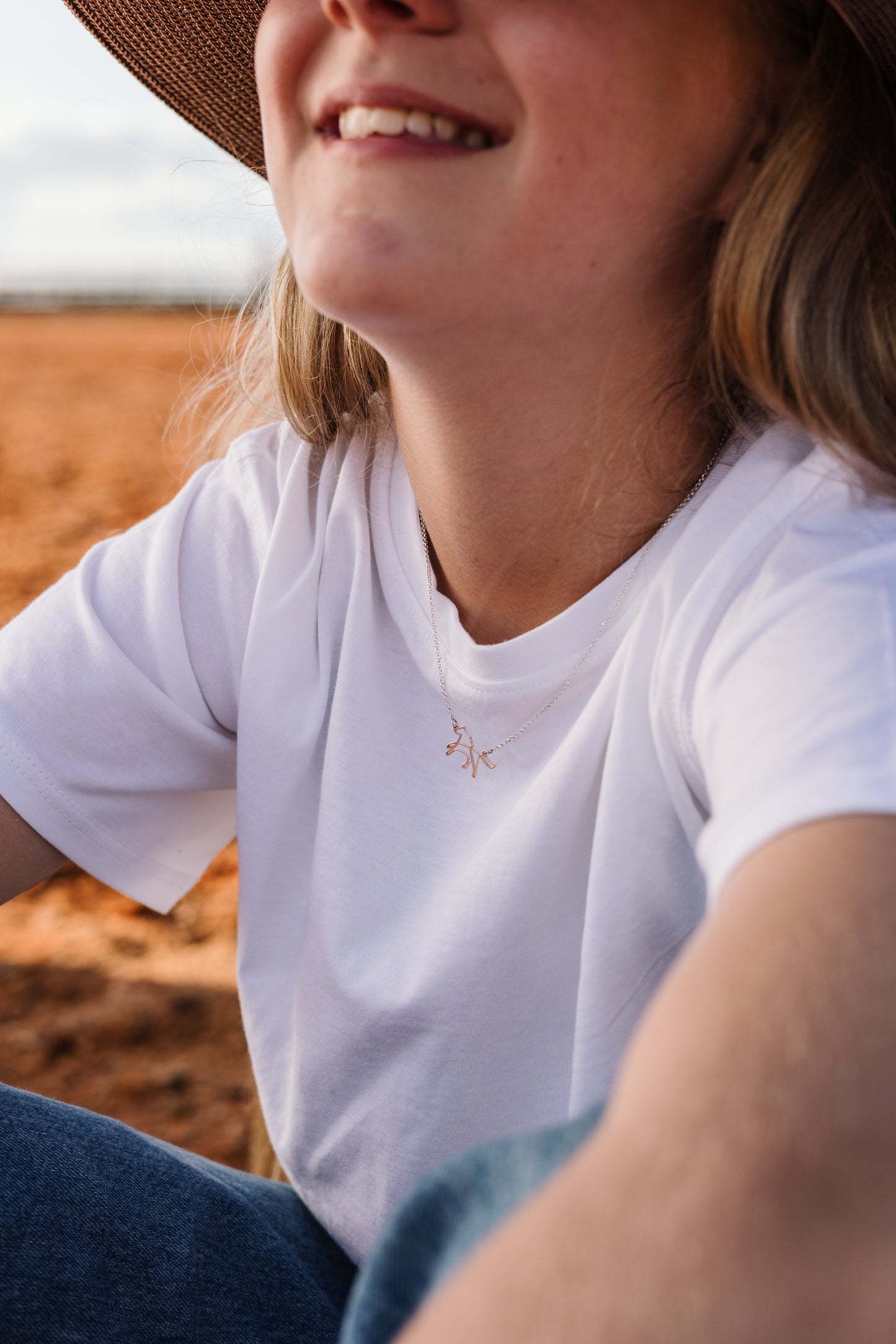 Argentium Silver One-Line Drawing Horse Pendant with Sterling Silver Chain