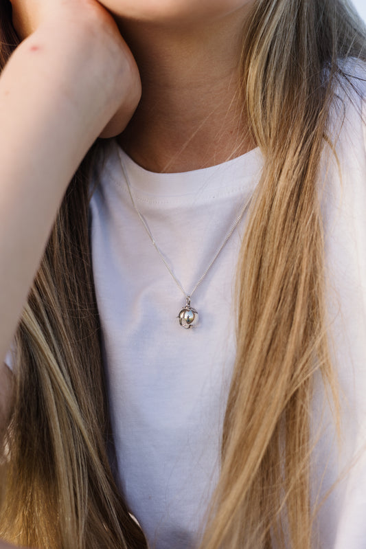 Argentium Silver Solid 3D Cast Helmet Pendant with Intricate Design on Sterling Silver Chain