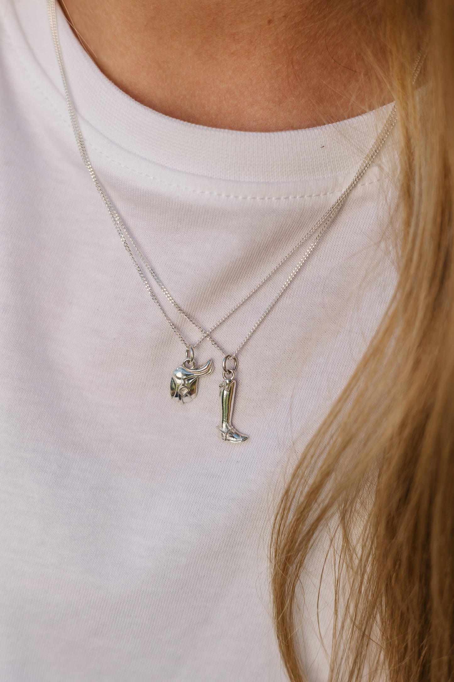 Argentium Silver 3D Cast Saddle Pendant on Sterling Silver Chain