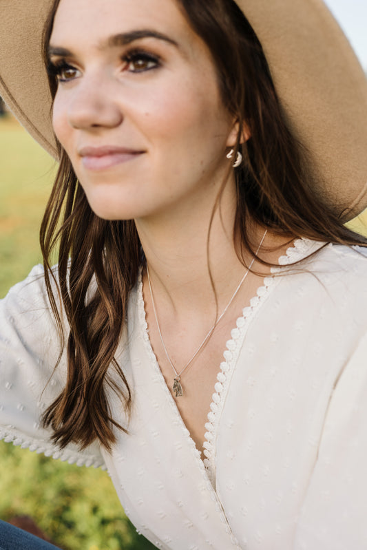 Argentium  Silver Geometric Horse Head Pendant with Sterling Silver Chain