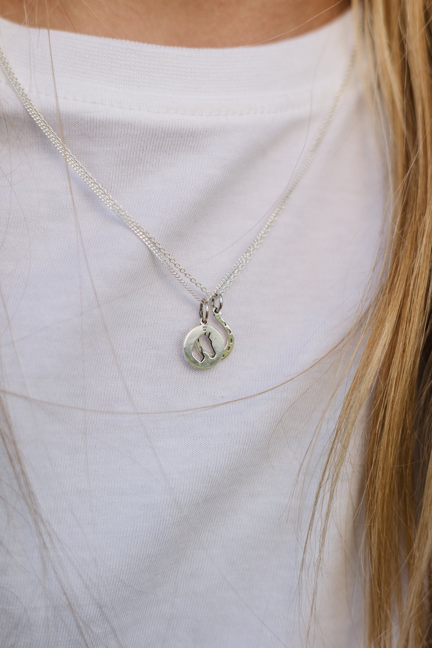 Argentium Silver Horseshoe Pendant on Sterling Silver Chain