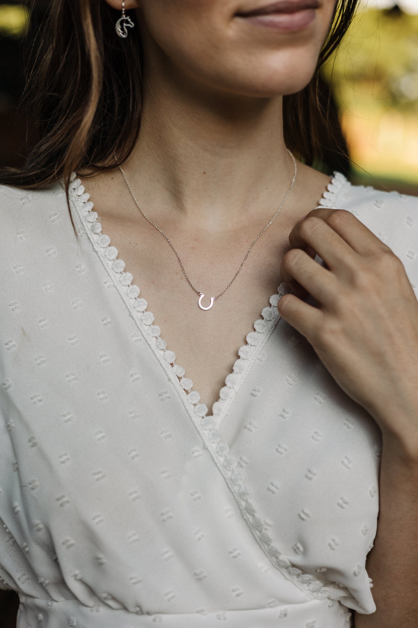 Argentium Silver Horseshoe Pendant with Sterling Silver Chain