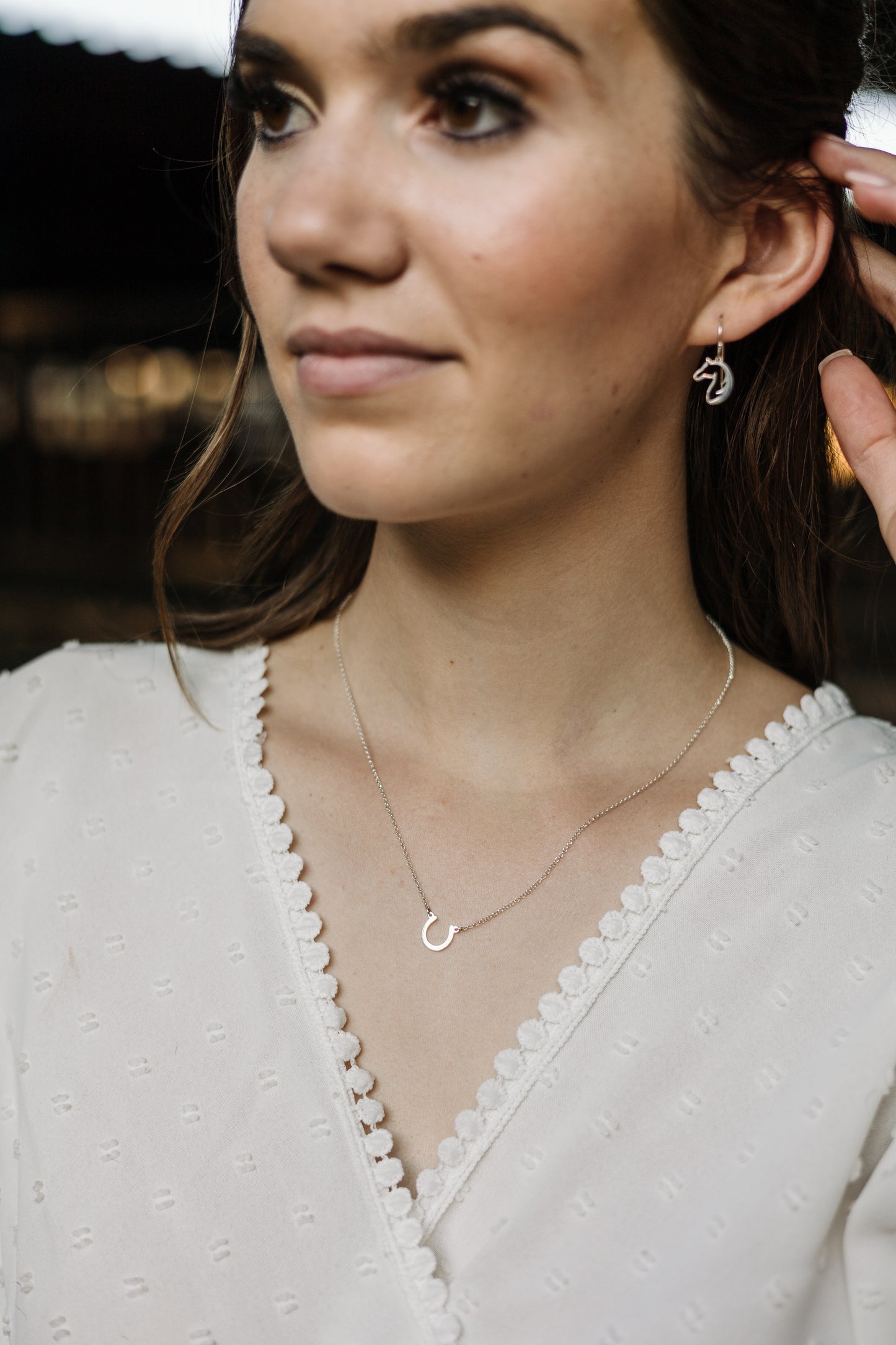 Argentium Silver Horseshoe Pendant with Sterling Silver Chain